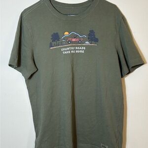 T-Shirt Life is Good Crusher-Lite Olive Country Road Take Me Home